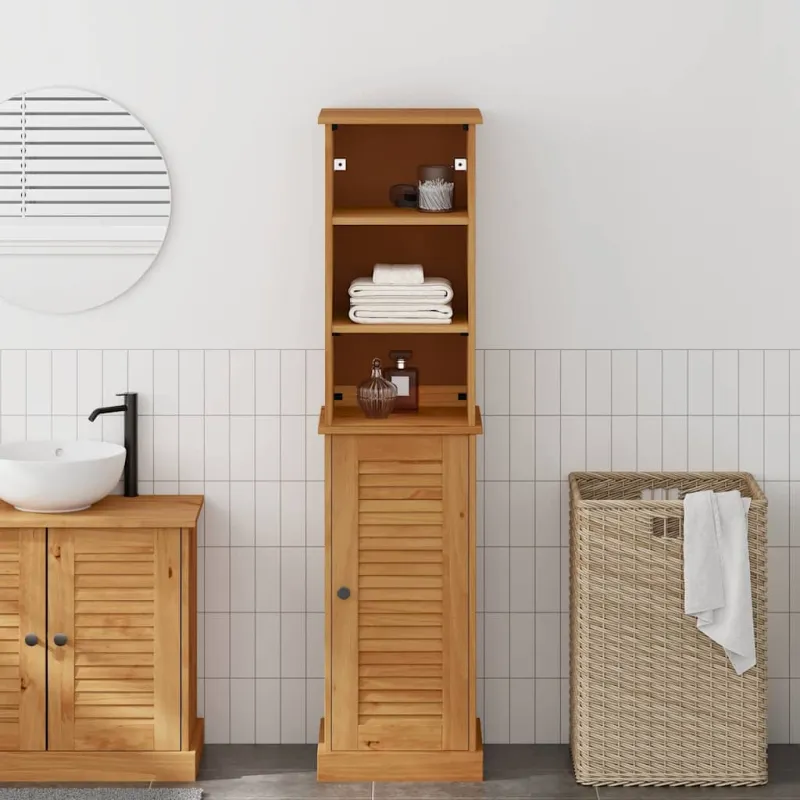 Vonios baldų rinkinys su lentyna VIGO 2 pcs Ruda ir medaus ruda