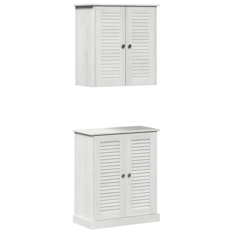 Vonios baldų rinkinys su lentyna 2 pcs Balta ir senovinė balta