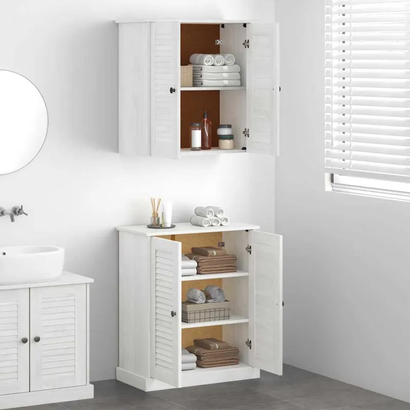 Vonios baldų rinkinys su lentyna 2 pcs Balta ir senovinė balta