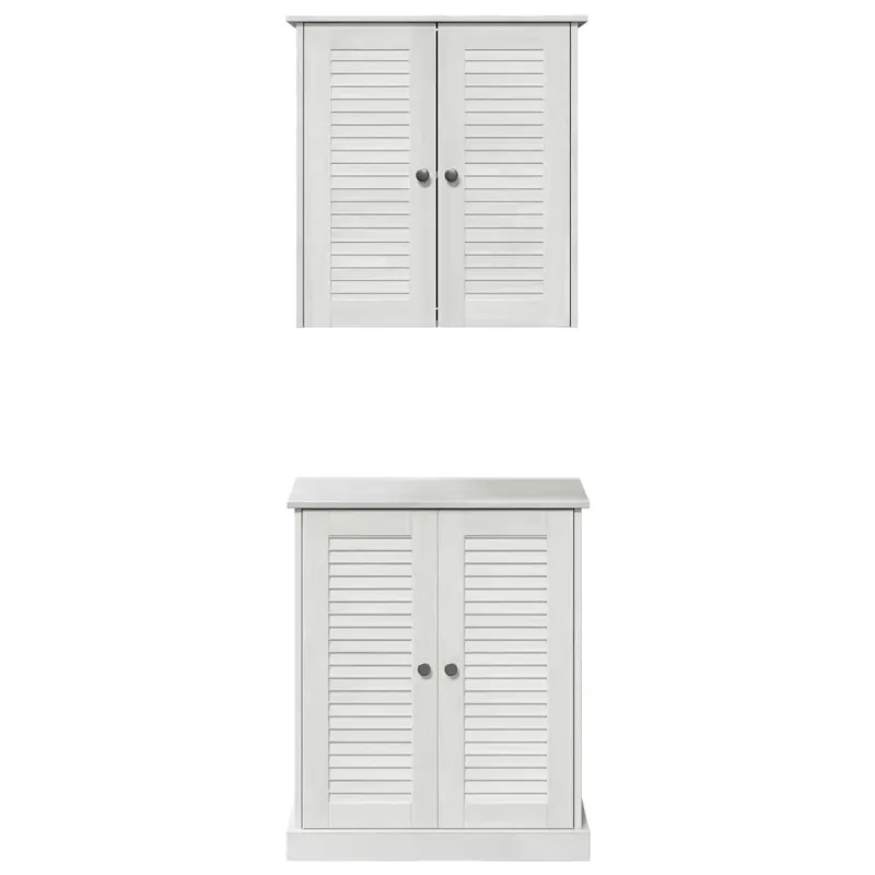 Vonios baldų rinkinys su lentyna 2 pcs Balta ir senovinė balta