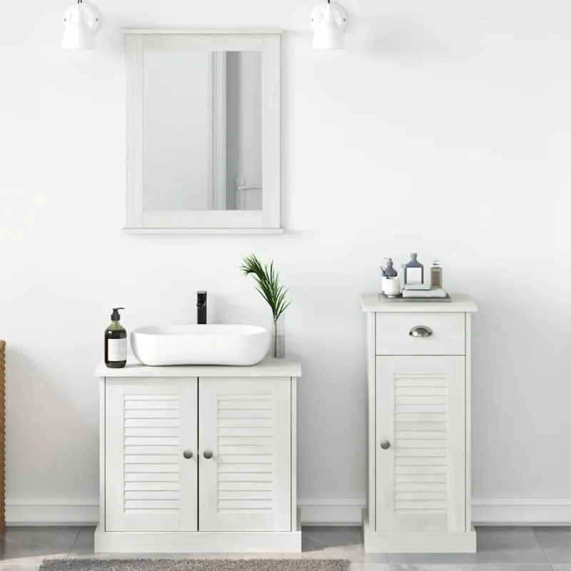 Vonios baldų rinkinys su stalčių 3 pcs Antikinė balta