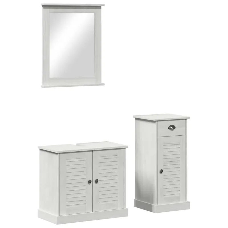 Vonios baldų rinkinys su stalčių 3 pcs Antikinė balta