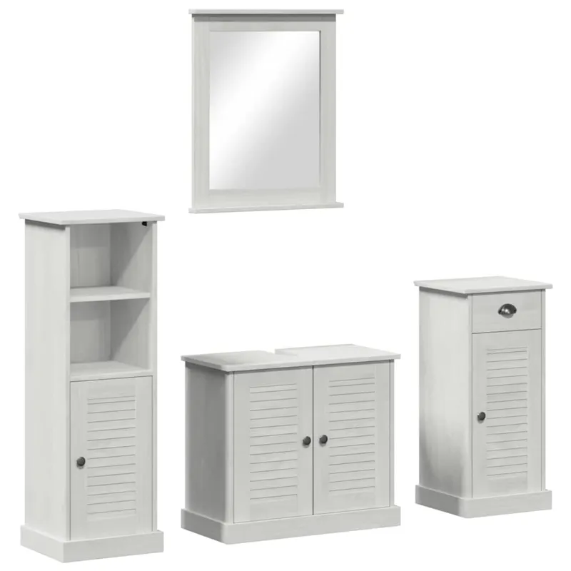 Vonios baldų rinkinys su stalčių 4 pcs Antikinė balta