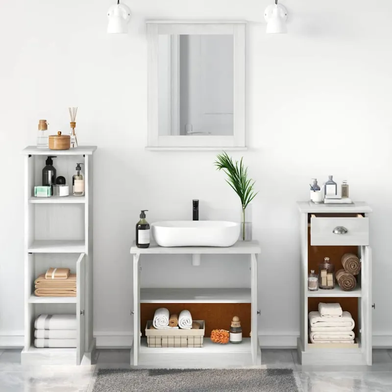 Vonios baldų rinkinys su stalčių 4 pcs Antikinė balta