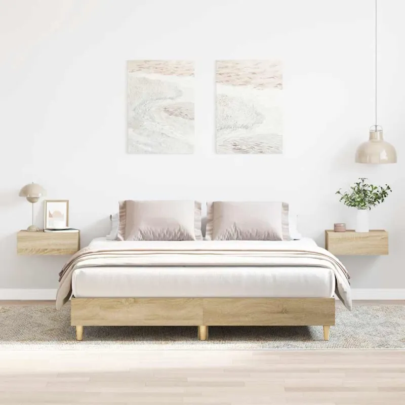 Lovos rėmas be čiužinio, sonoma, 150x200cm, apdirbta mediena