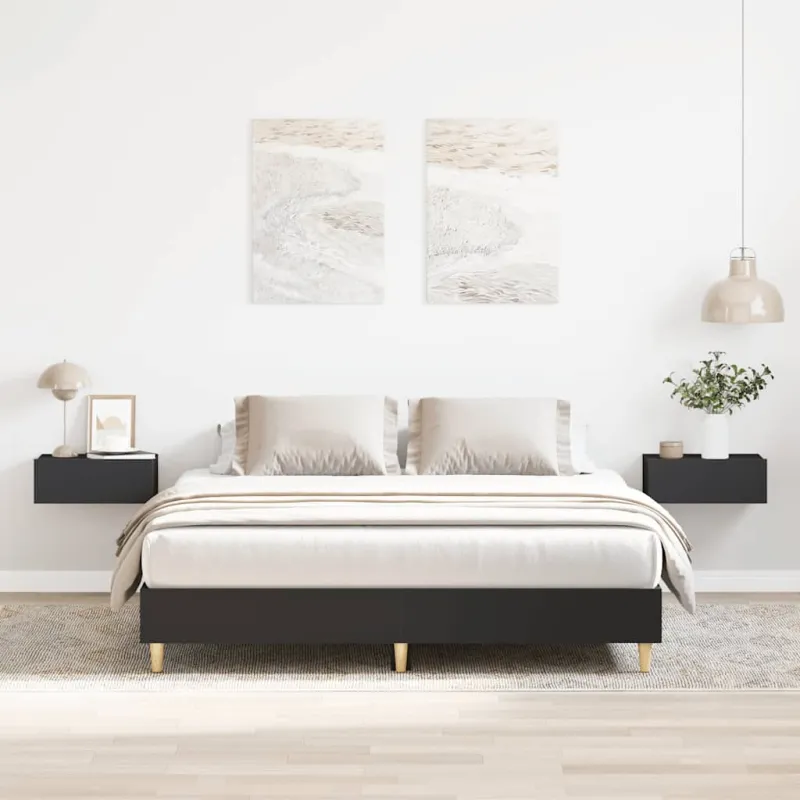 Lovos rėmas be čiužinio, juodos, 140x200 cm, apdirbta mediena