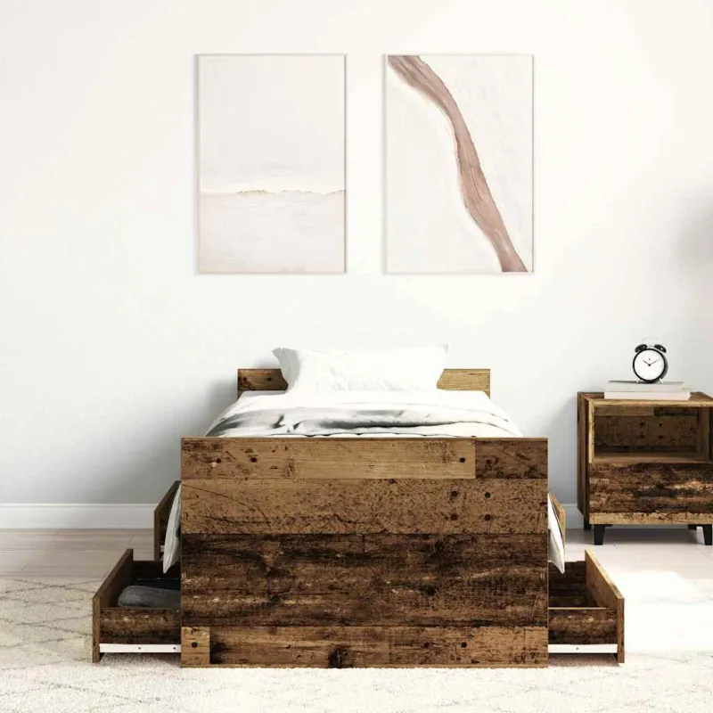 Lovos rėmas be čiužinio, medienos dizaino, 100x200 cm