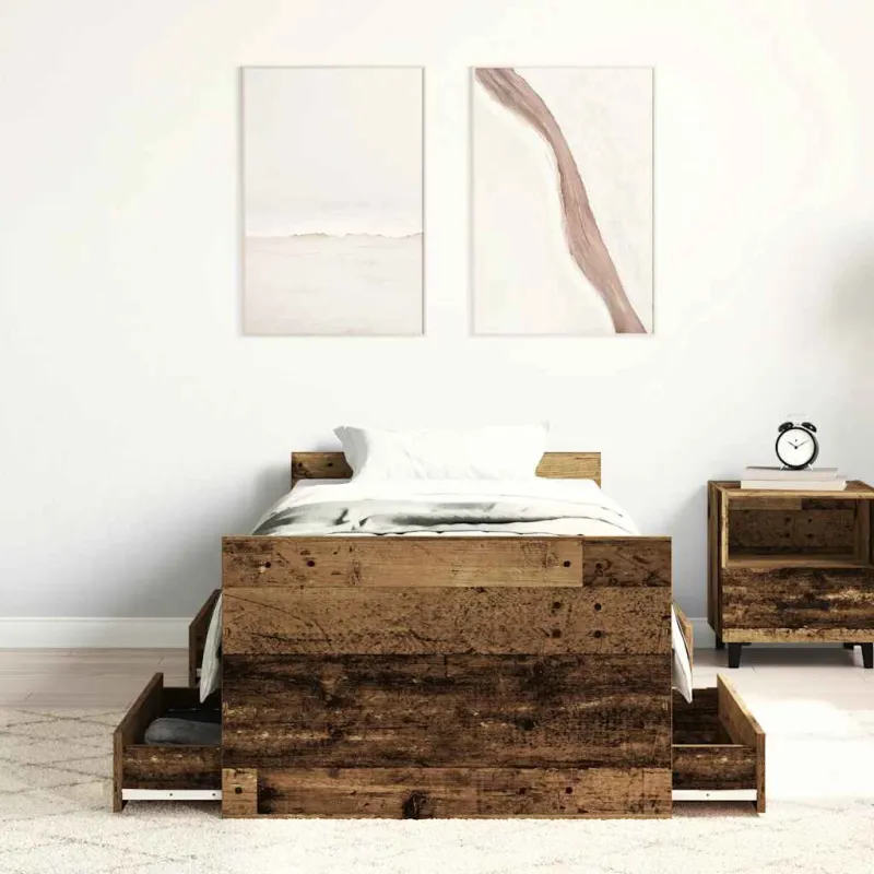 Lovos rėmas be čiužinio, medienos dizaino, 90x190 cm