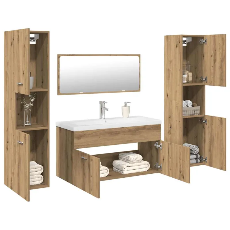 5 dalių vonios baldų komplektas Artisan Oak Engineered Wood