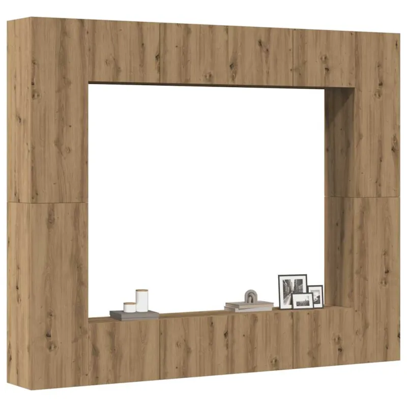 8 dalių sieninis televizoriaus spintelės komplektas Artisan Oak