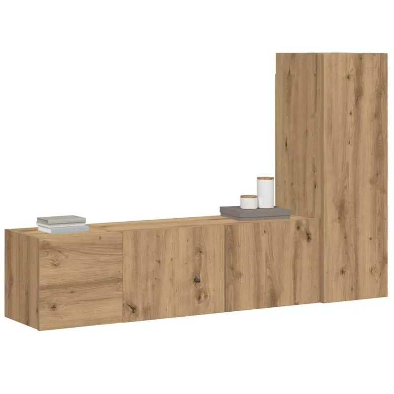 3 dalių sieninis televizoriaus spintelės komplektas Artisan Oak