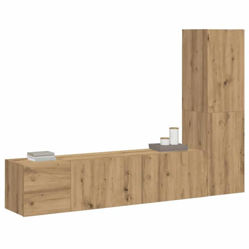 3 dalių sieninis televizoriaus spintelės komplektas Artisan Oak
