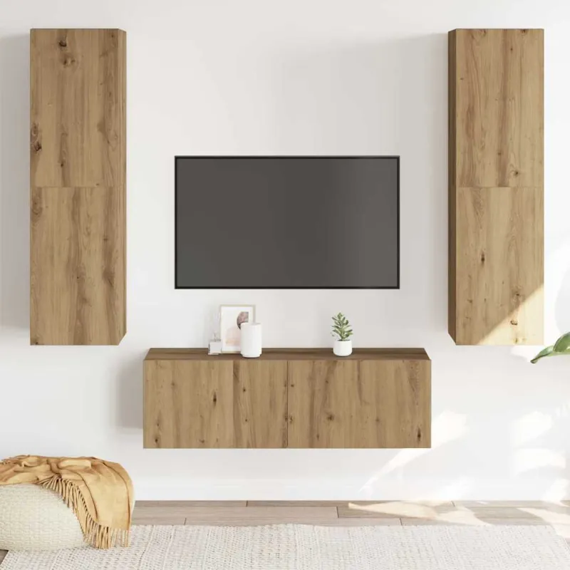 3 dalių sieninis televizoriaus spintelės komplektas Artisan Oak