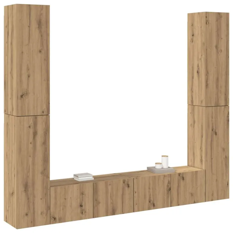 6 dalių sieninis televizoriaus spintelės komplektas Artisan Oak