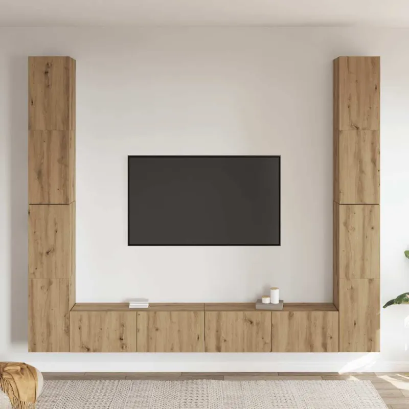 6 dalių sieninis televizoriaus spintelės komplektas Artisan Oak