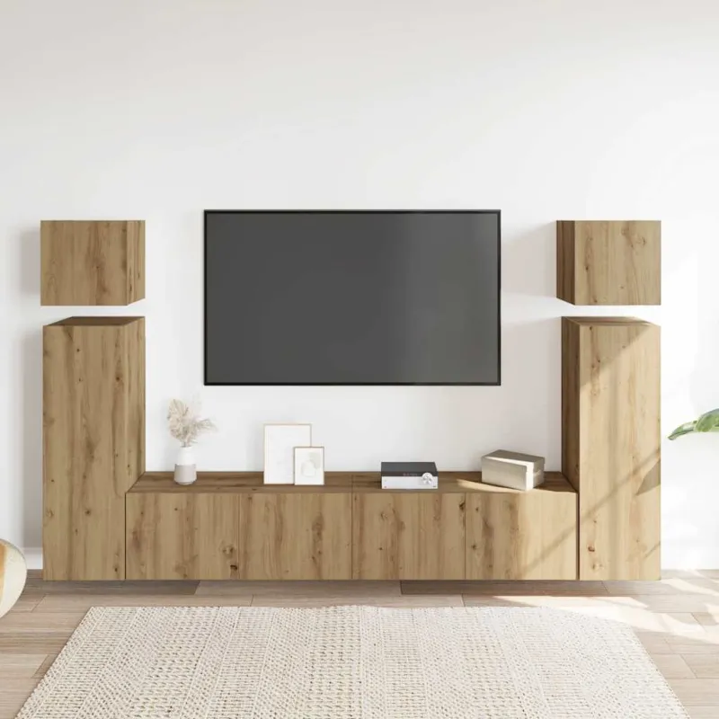 8 dalių sieninis televizoriaus spintelės komplektas Artisan Oak