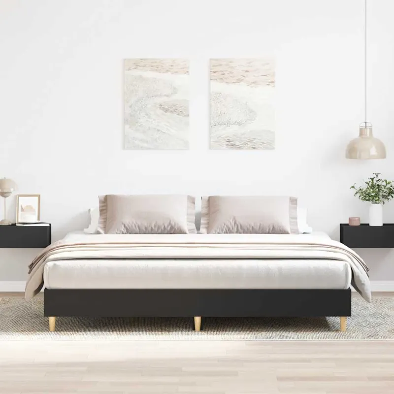 Lovos rėmas be čiužinio, juodas, 180x200 cm, inžinerinė mediena
