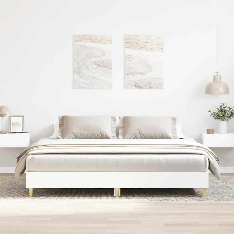 Lovos rėmas be čiužinio, baltas, 160x200 cm, apdirbta mediena