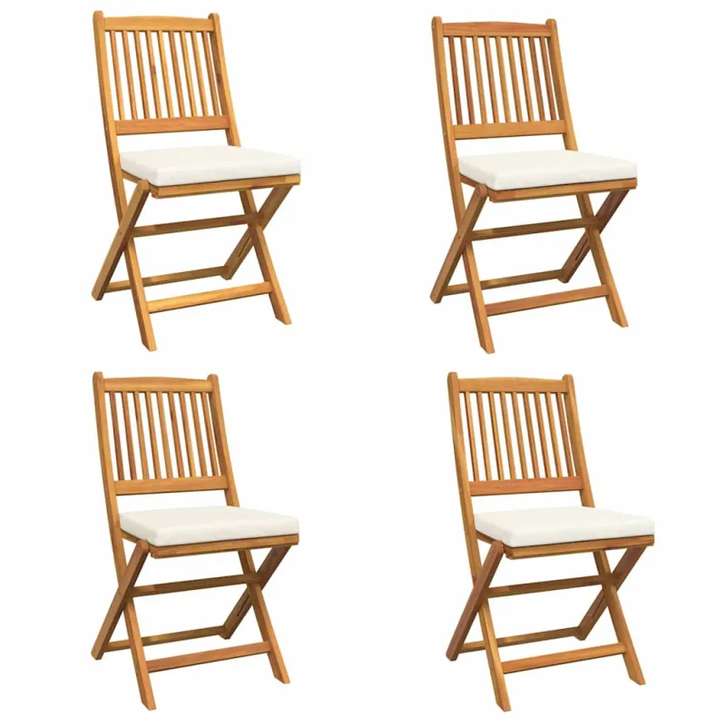 Sulankstoma kėdė su pagalve 4 pcs Balta 49 x 57.5 x 92cm