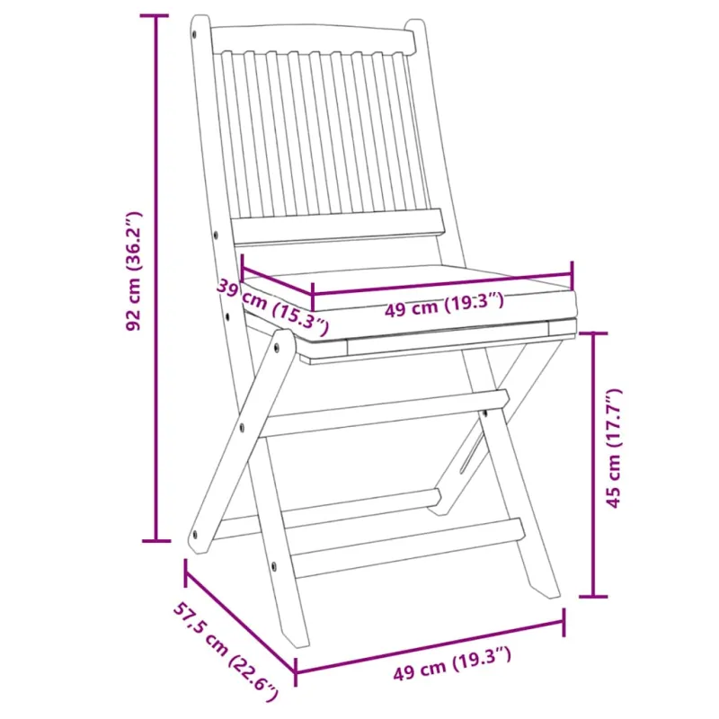 Sulankstoma kėdė su pagalve 4 pcs Balta 49 x 57.5 x 92cm