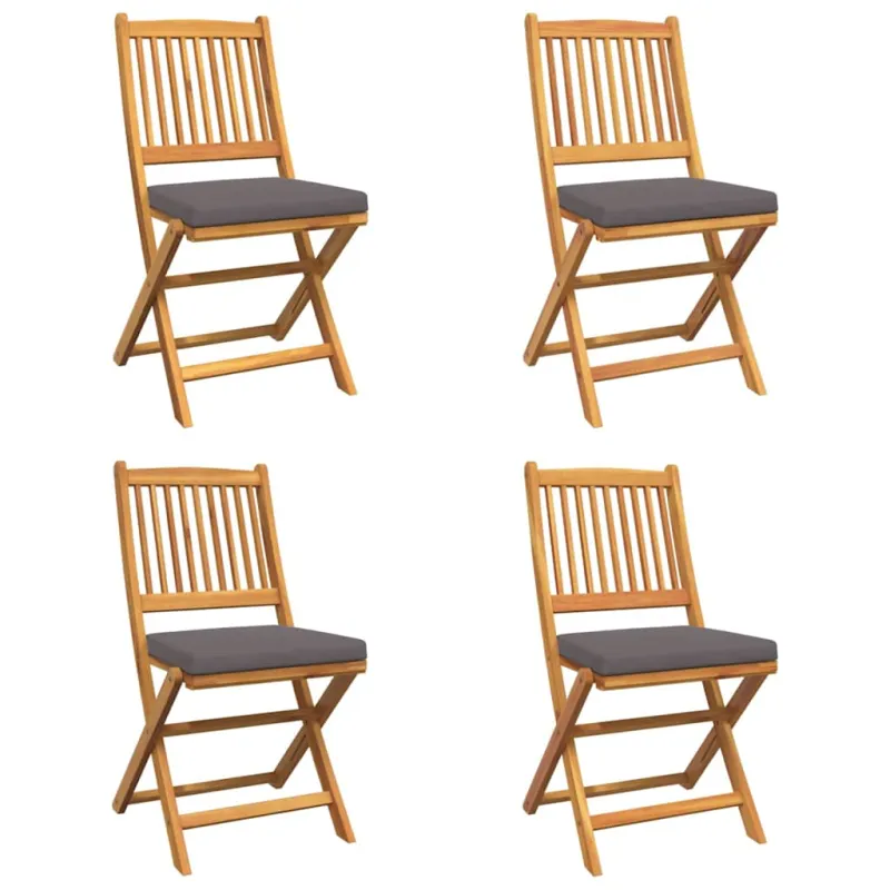 Sulankstoma kėdė su pagalve 4 pcs Pilka 49 x 57.5 x 92cm