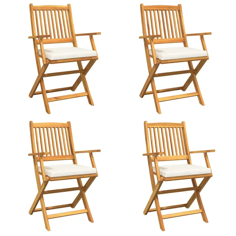 Sulankstoma kėdė su pagalve 4 pcs Balta 49 x 57.5 x 92cm