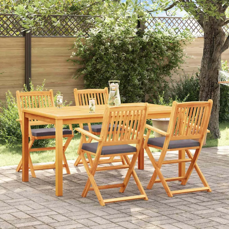 Sulankstoma kėdė su pagalve 4 pcs Pilka 49 x 57.5 x 92cm