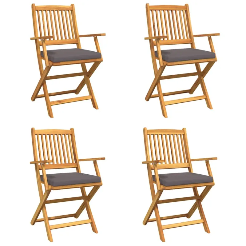 Sulankstoma kėdė su pagalve 4 pcs Pilka 49 x 57.5 x 92cm
