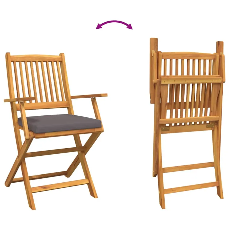 Sulankstoma kėdė su pagalve 4 pcs Pilka 49 x 57.5 x 92cm