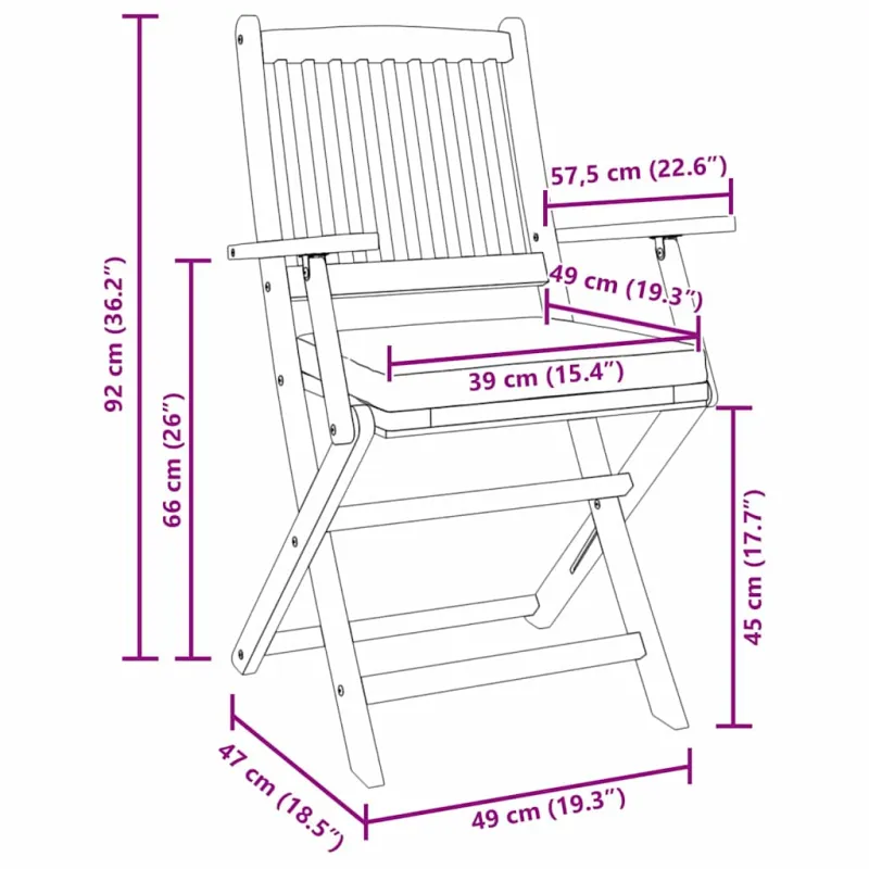 Sulankstoma kėdė su pagalve 4 pcs Pilka 49 x 57.5 x 92cm