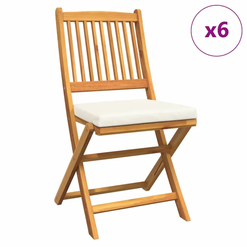Sulankstoma kėdė su pagalve 6 pcs Balta 49 x 57.5 x 92cm
