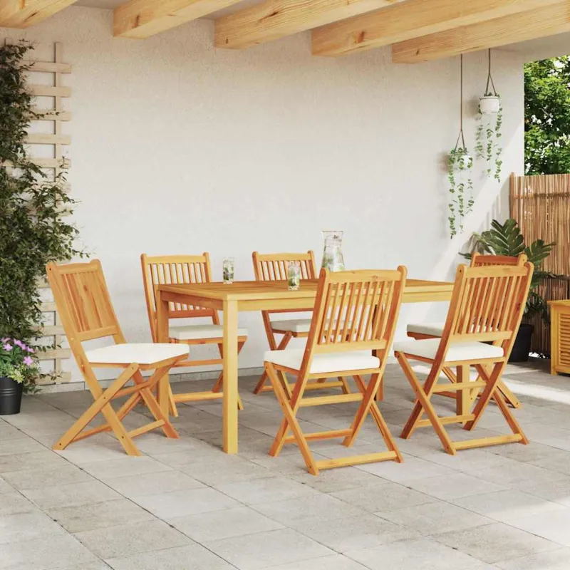 Sulankstoma kėdė su pagalve 6 pcs Balta 49 x 57.5 x 92cm