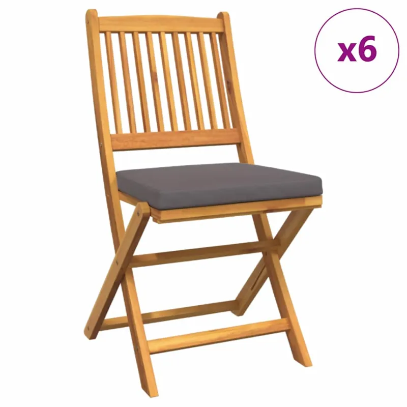 Sulankstoma kėdė su pagalve 6 pcs Pilka 49 x 57.5 x 92cm