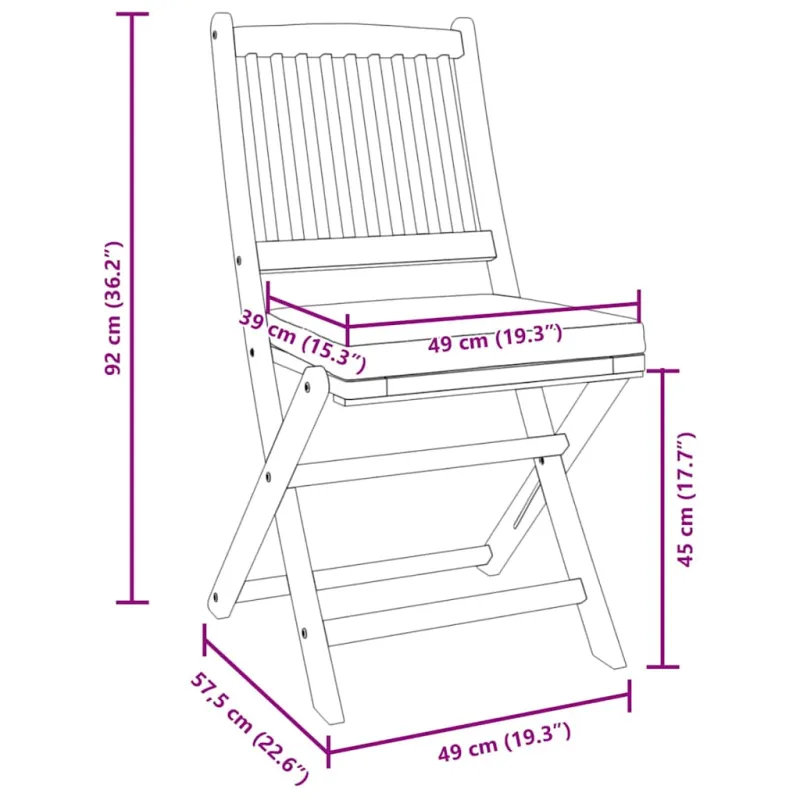 Sulankstoma kėdė su pagalve 6 pcs Pilka 49 x 57.5 x 92cm