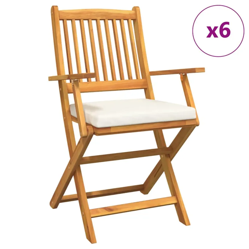 Sulankstoma kėdė su pagalve 6 pcs Balta 49 x 57.5 x 92cm