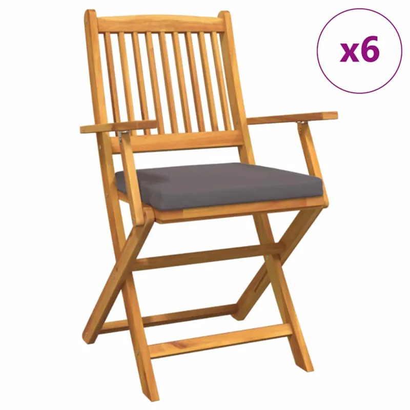 Sulankstoma kėdė su pagalve 6 pcs Pilka 49 x 57.5 x 92cm