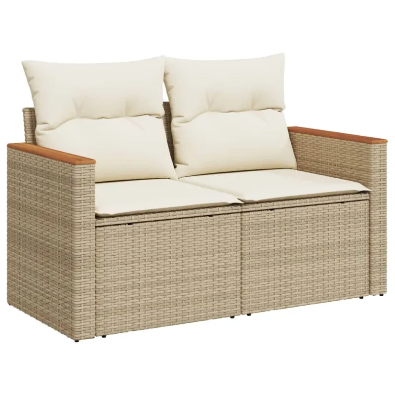 Sofakokonaisuus tyynyine, 8 osaa, hiekka, polyrattana