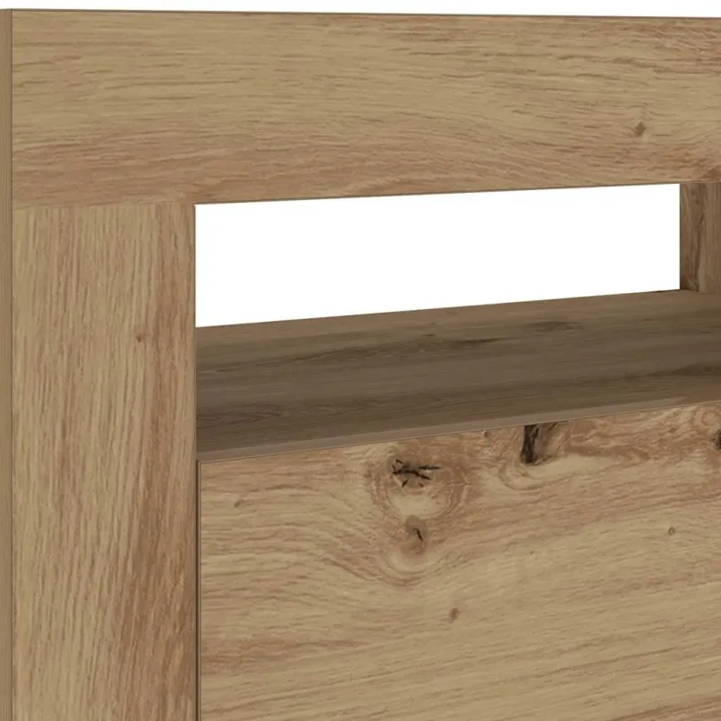 Spintelės prie lovos 2 vnt su šviesos diodais Artisan Oak