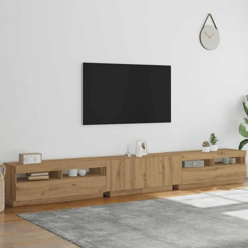 televizoriaus spintelė su LED lemputėmis Artisan ąžuolas
