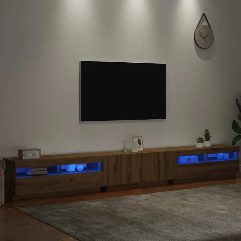 televizoriaus spintelė su LED lemputėmis Artisan ąžuolas