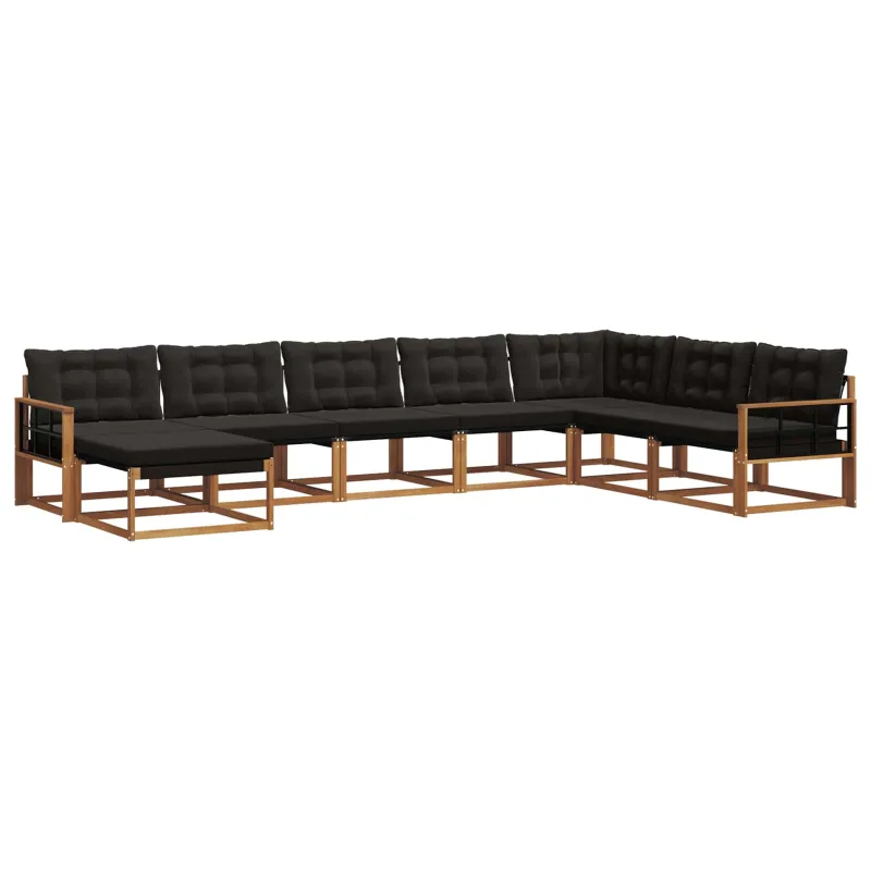 Lauko sofos komplektas su pagalve 8 pcs Natūrali ir juoda