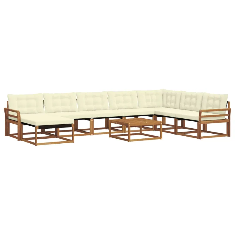 Lauko sofos komplektas su pagalve 9 pcs Natūralus ir grietinėlė