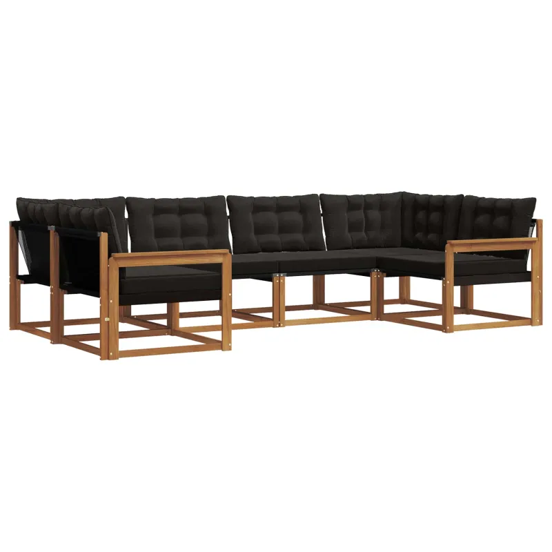 Lauko sofos komplektas su pagalve 6 pcs Natūrali ir juoda