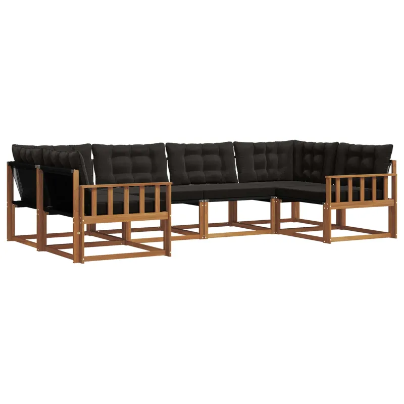 Lauko sofos komplektas su pagalve 6 pcs Natūrali ir juoda