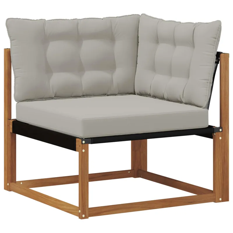 Lauko sofos komplektas 6 pcs Natūrali ir šviesiai pilka