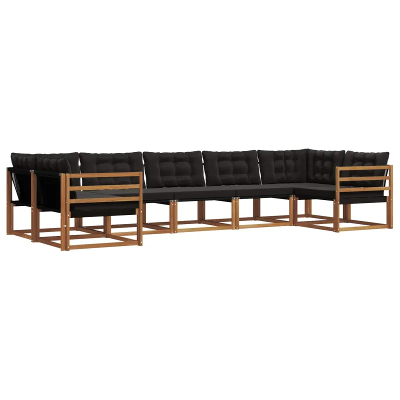 Lauko sofos komplektas su pagalve 7 pcs Natūrali ir juoda