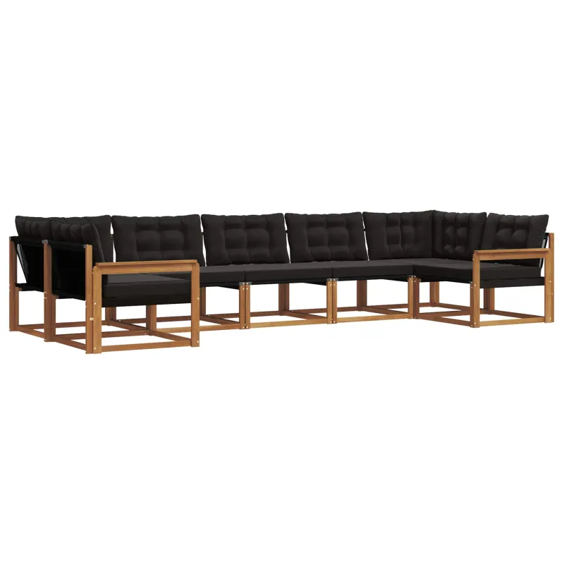 Lauko sofos komplektas su pagalve 7 pcs Natūrali ir juoda