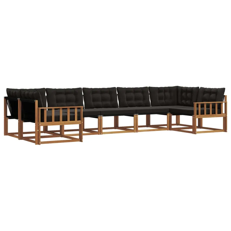 Lauko sofos komplektas su pagalve 7 pcs Natūrali ir juoda