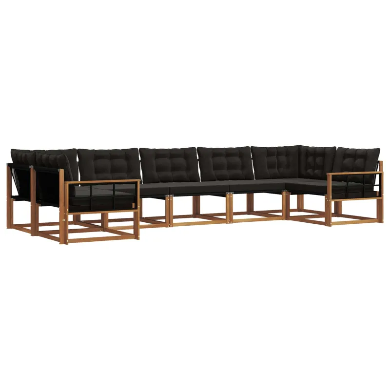 Lauko sofos komplektas su pagalve 7 pcs Natūrali ir juoda