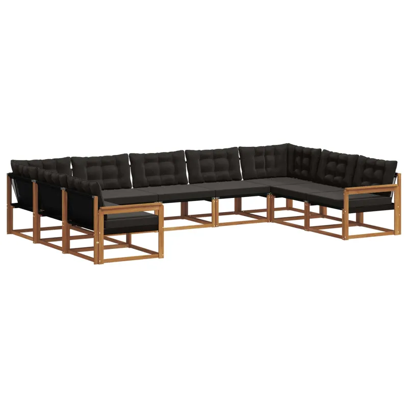 Lauko sofos komplektas su pagalve 9 pcs Natūrali ir juoda